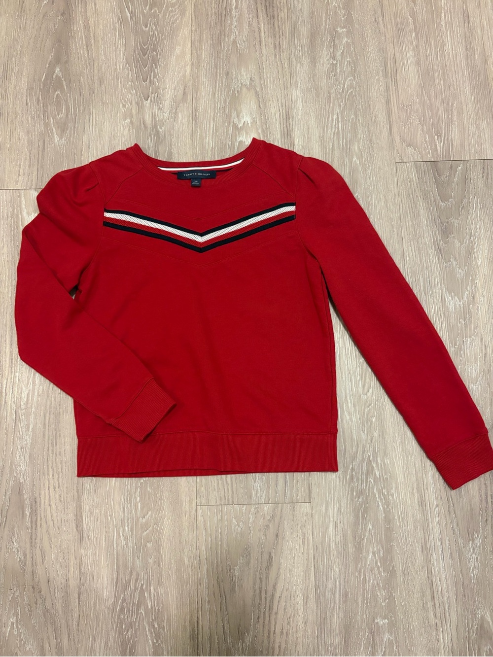 Tommy Hilfiger Red Retro Chevron Sweatshirt Size Small - Picture 3 of 5
